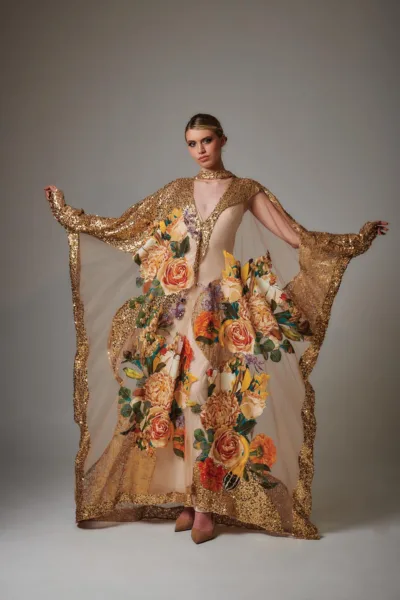 Vestido Eurus - Caftán dorado radiante - Imagen 3